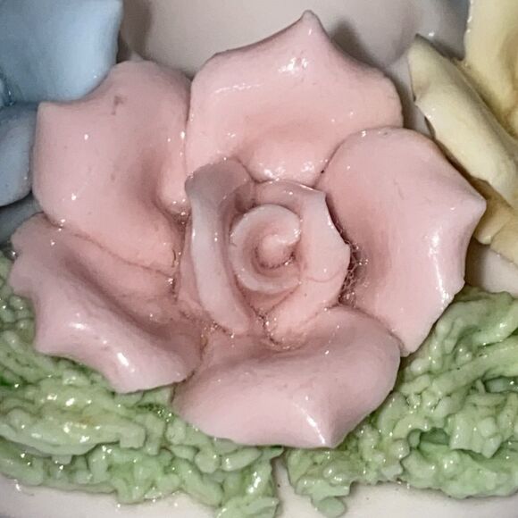 Vintage Norcrest Japan Porcelain Tapered Candle Holder Porcelain Pastel Flowers - Picture 10 of 13